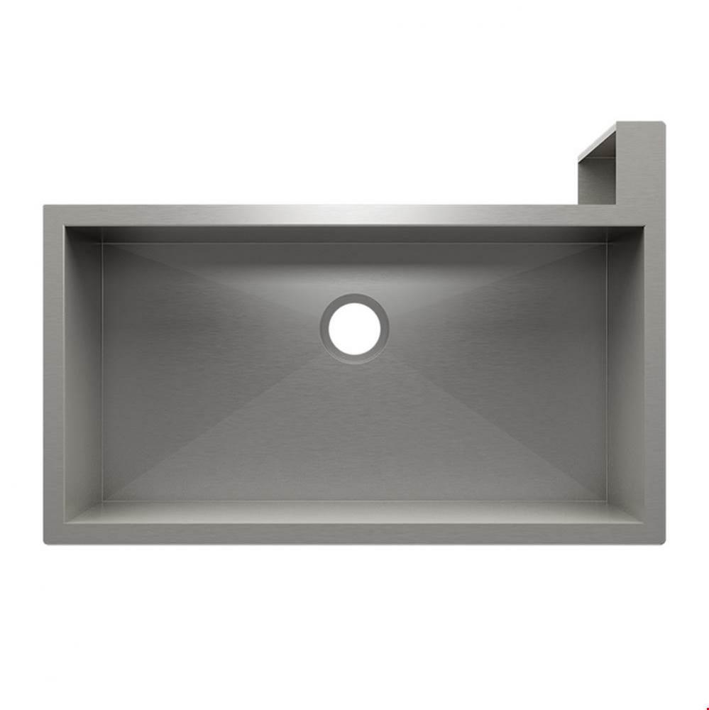 Socialcorner Sink Undermount Flat Aprons Right Corner, Single 35X18X10