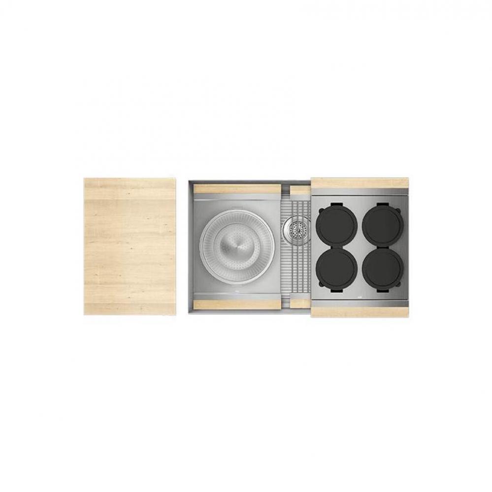 Smartstation Kit, Undermount Sink, Maple Acc., Single 30X18X10
