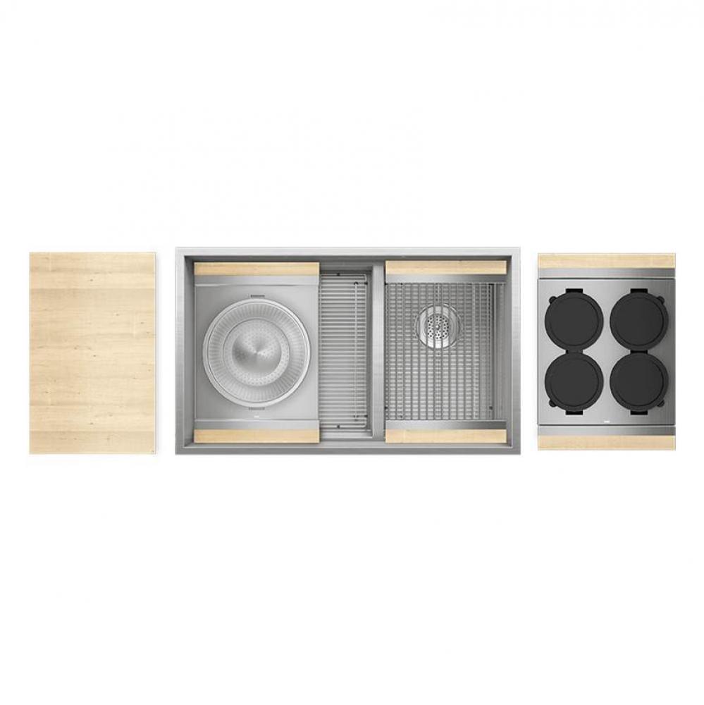 Smartstation Kit, Undermount Sink, Maple Acc., Dbl L18X18X10 R12X18X10