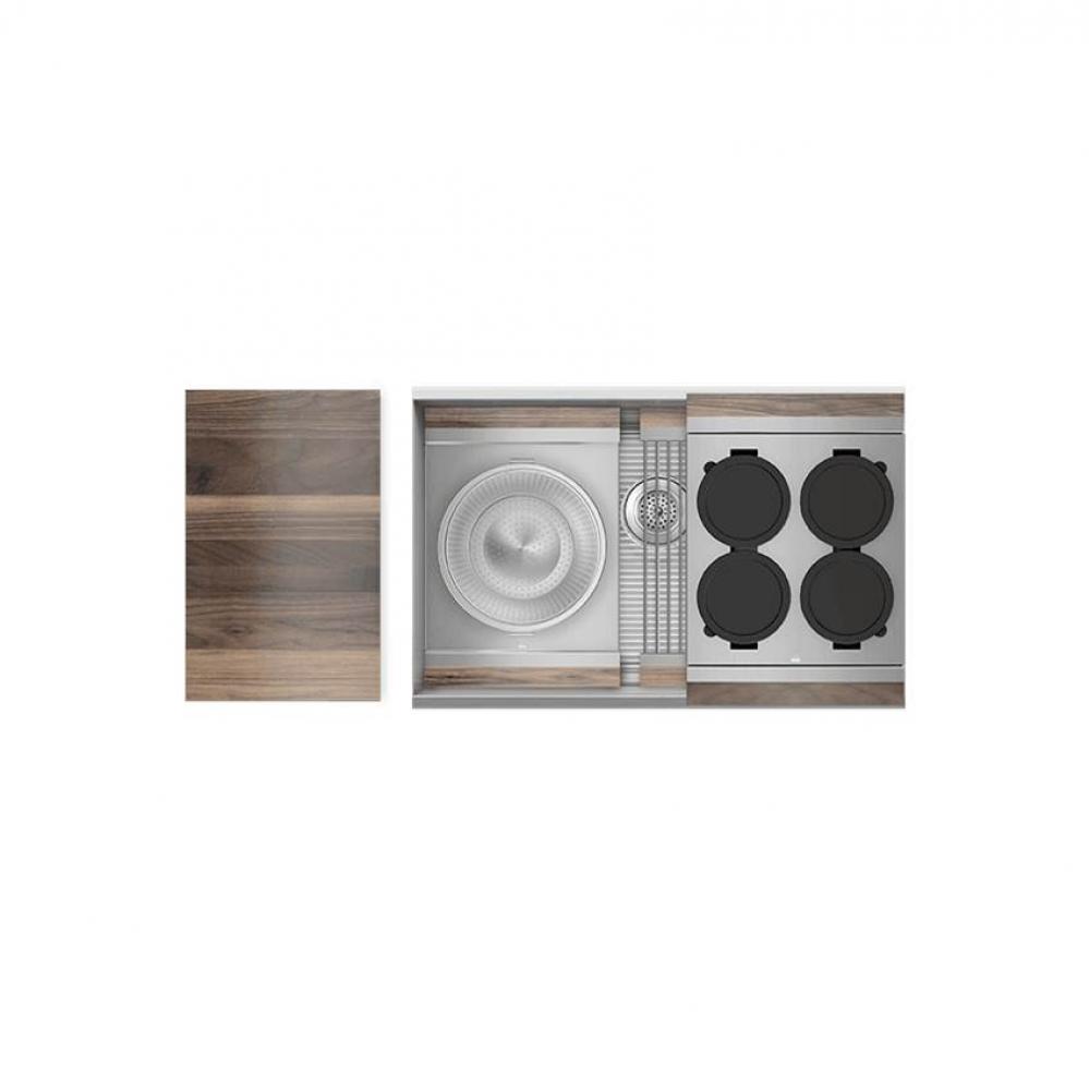 Smartstation Sink Reveal Undermount, Walnut Acc., Single 30X17X10