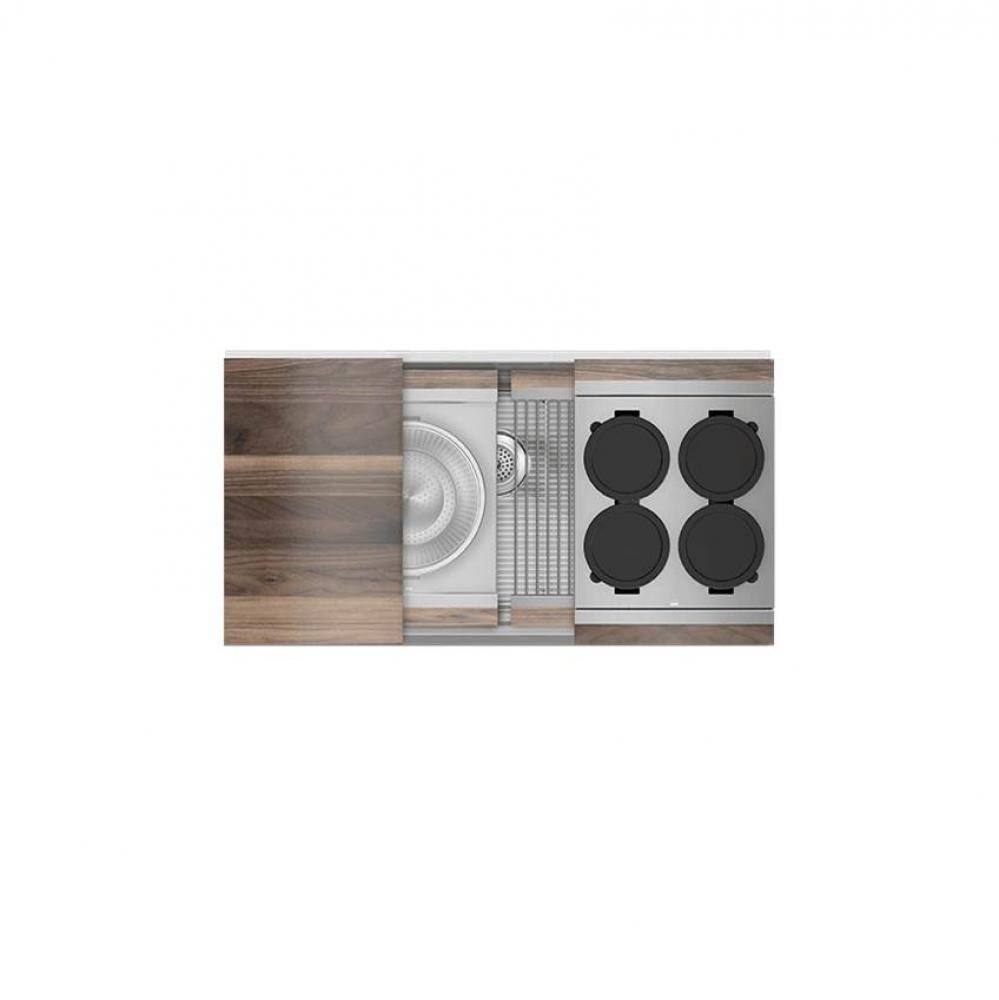 Smartstation Sink Reveal Undermount, Walnut Acc., Single 36X17X10