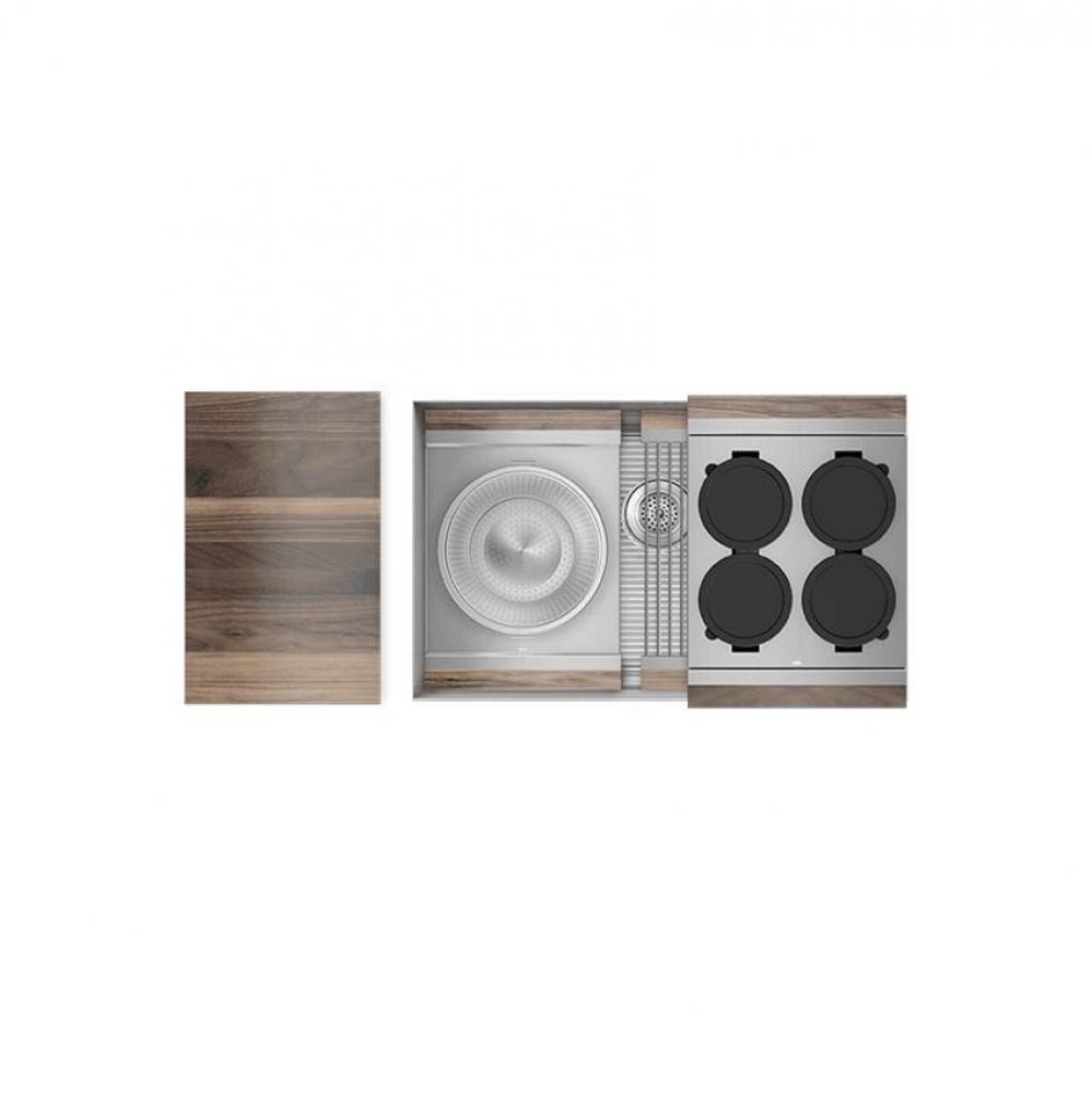 Smartstation Kit, Undermount Sink, Walnut Acc., Single 30X18X10