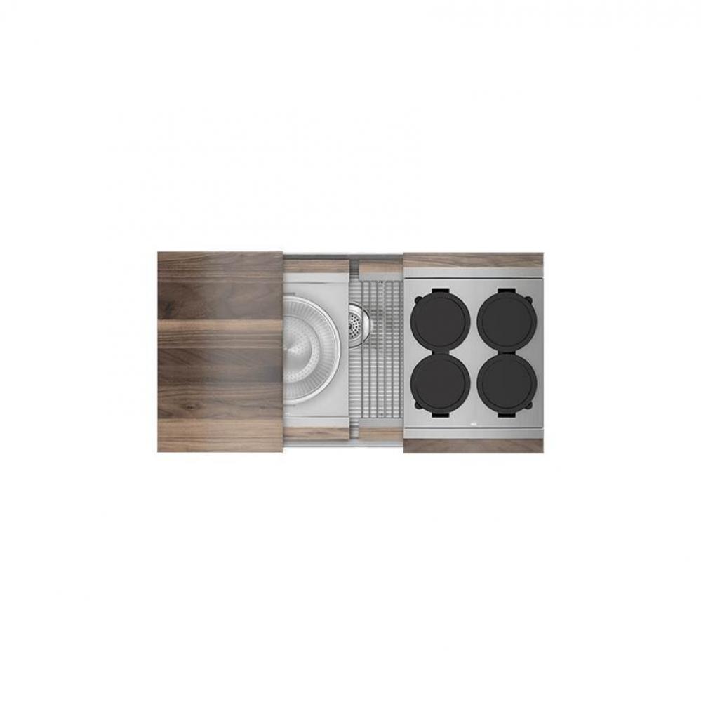 Smartstation Kit, Undermount Sink, Walnut Acc., Single 36X18X10