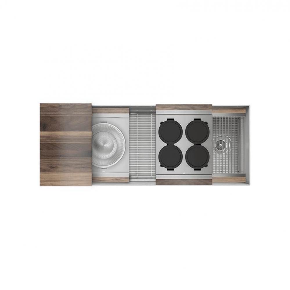 Smartstation Kit, Undermount Sink, Walnut Acc., Single 48X18X10
