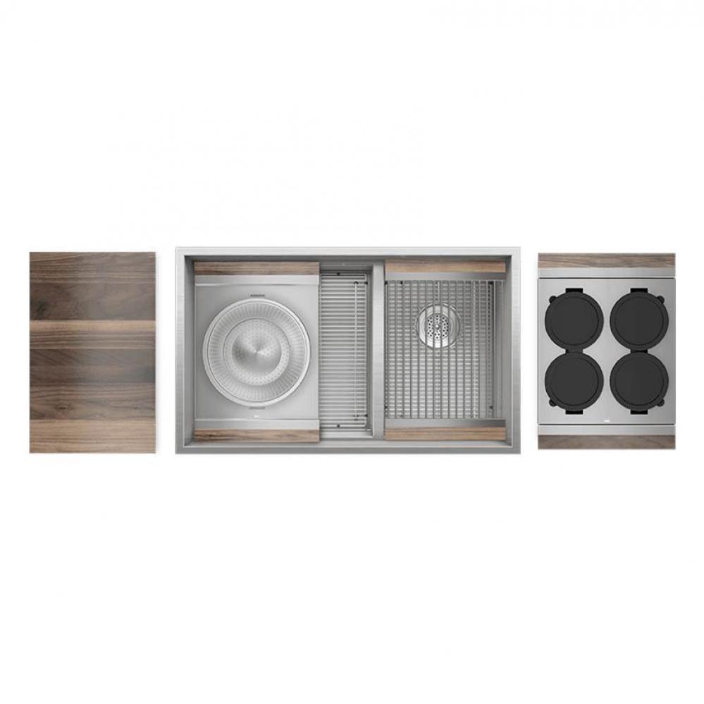 Smartstation Kit, Undermount Sink, Walnut Acc, Dbl L18X18X10 R12X18X10
