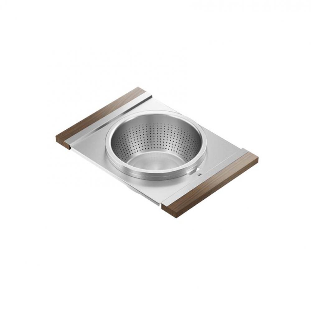 Serving Brd, Bowl And Colndr For 17In Sink, Walnut Handles, 12X18X4