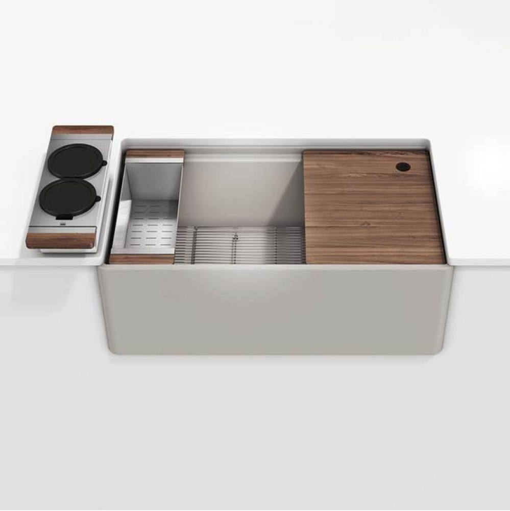 Fira und. Reversible apronfront set, Single bowl, Walnut acc. 33X19X11-1/2, Matte Taupe