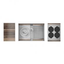 Home Refinements by Julien 005466 - Smartstation Kit, Undermount Sink, Walnut Acc., Single 27X18X10