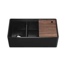 Home Refinements by Julien 103620 - Fira sink w/ledge under. apron, double unequal 36X19X11-1/2, Matte black