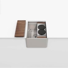 Home Refinements by Julien 005430 - Fira und. Flat apronfront bar set, Single bowl, Walnut acc. 15X19X8-3/4, Matte Taupe