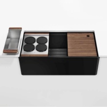 Home Refinements by Julien 005446 - Fira und. Reversible apronfront set, Single bowl, Walnut acc. 36X19X11-1/2, Matte black