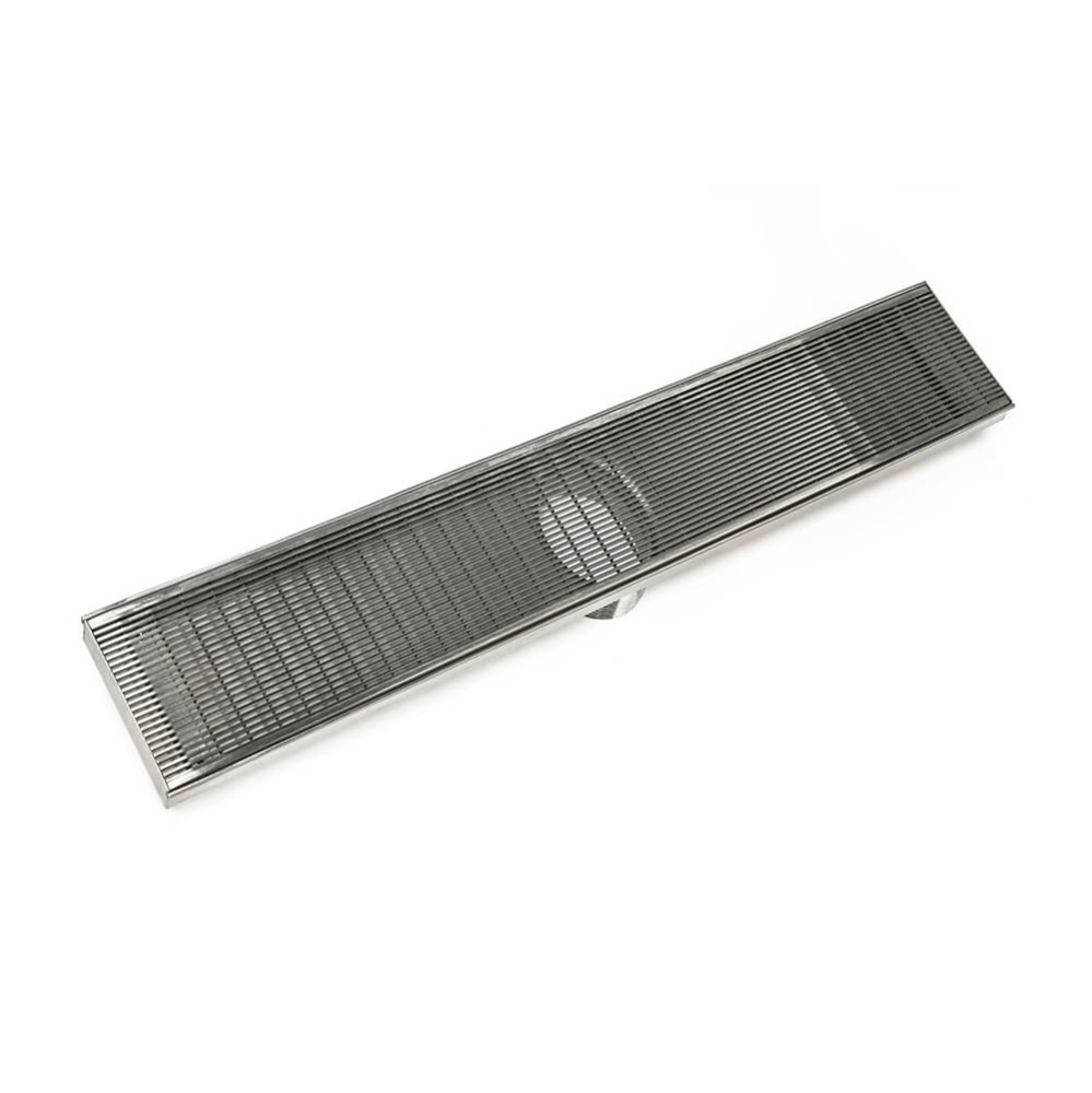 36'' FX Series High Flow Complete Kit with Wedge Wire Grate in Satin Stainless with PVC
