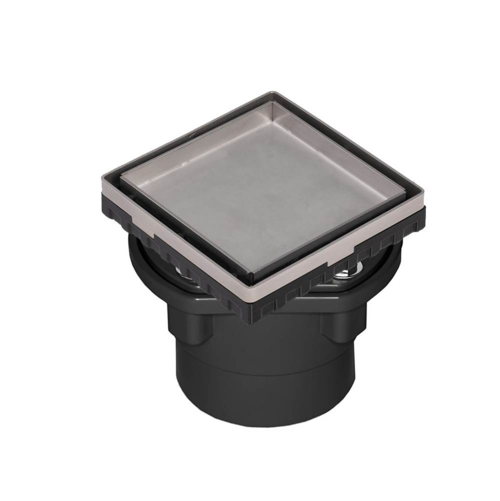 4'' x 4'' LTD 4 Tile Insert Complete Kit in Satin Stainless with ABS Drain Bod