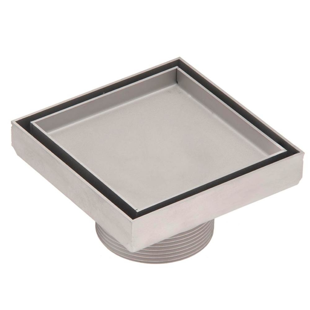 4'' x 4'' Tile Drain Strainer with 2'' Throat in Satin Stainless