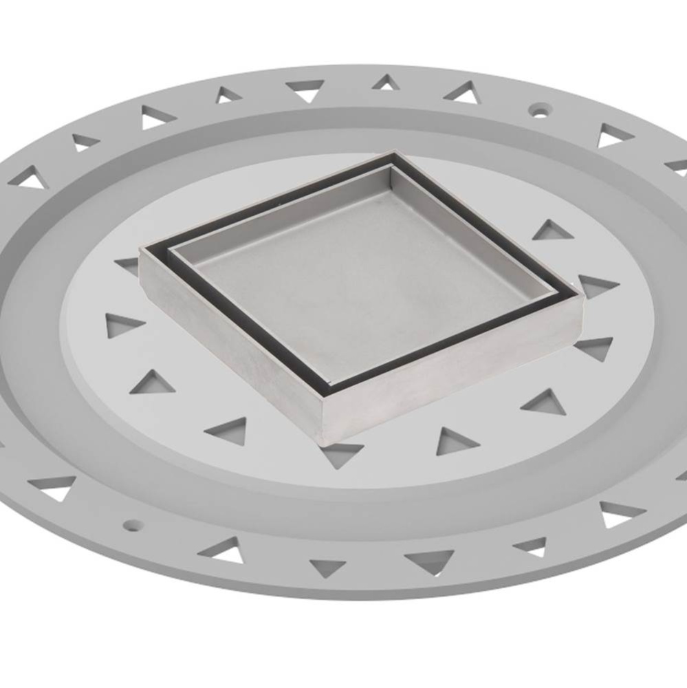 4'' x 4'' Tile Drain Strainer in Satin Stainless with PVC Bonded Flange Drain