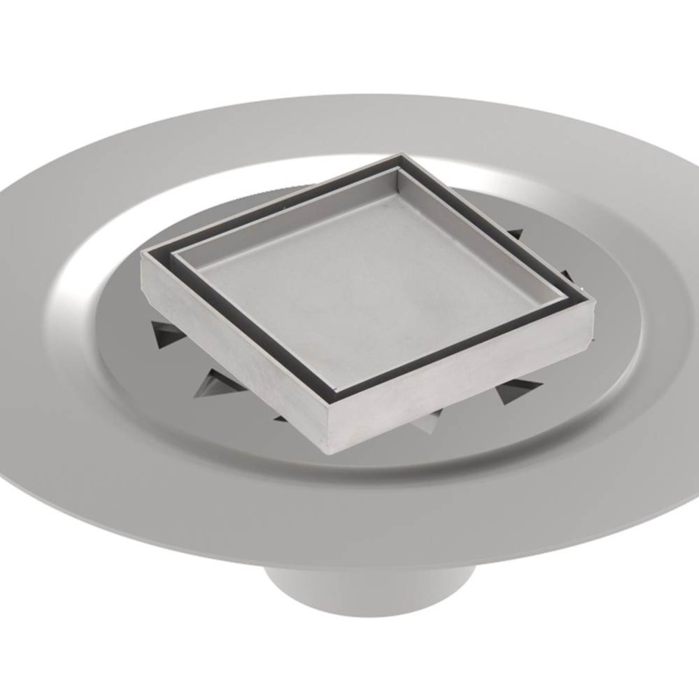 4'' x 4'' Tile Drain Strainer in Satin Stainless with Stainless Steel Bonded F