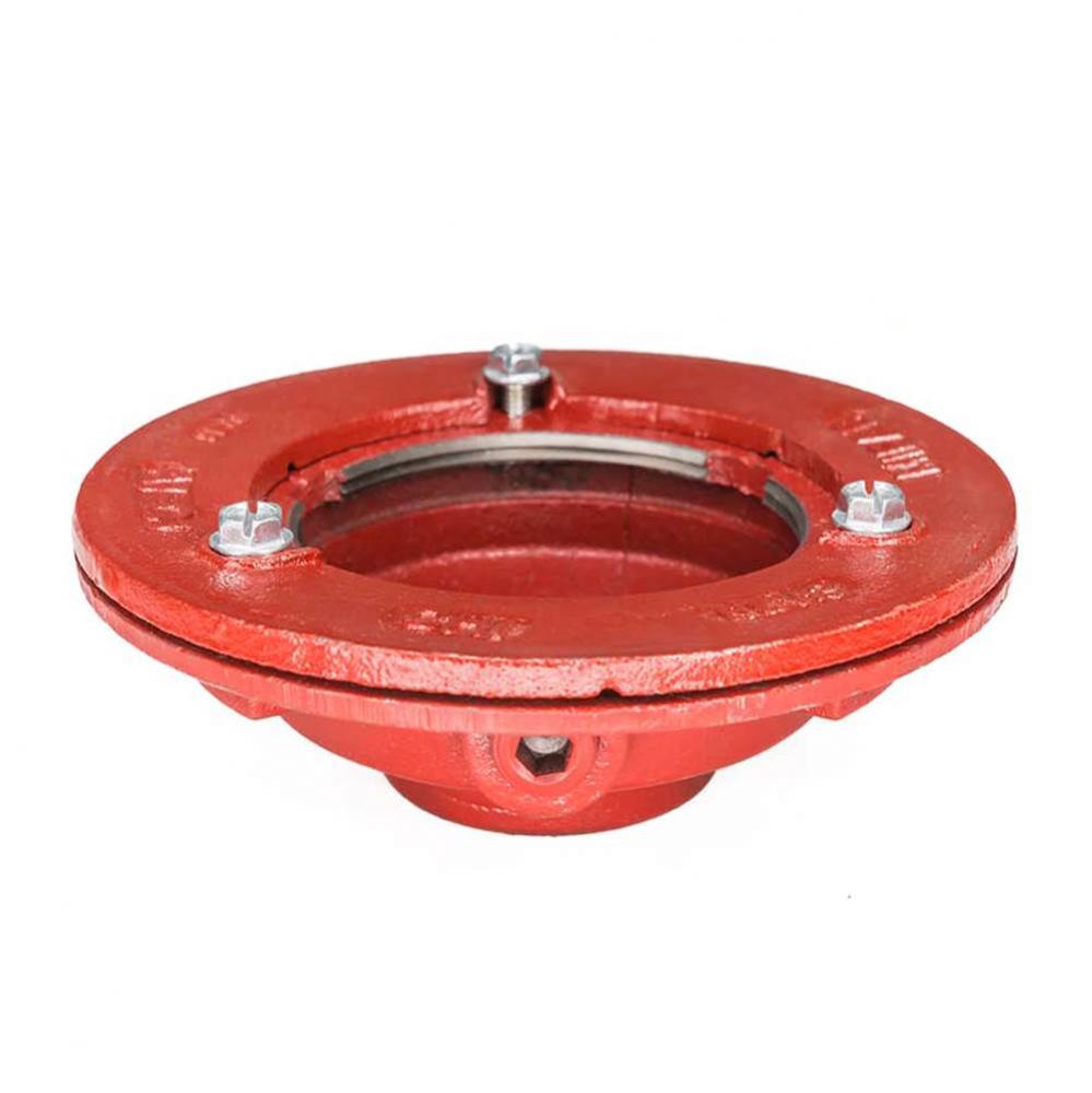 Clamp Down Drain Cast Iron 4'' throat, 2'' threaded outlet