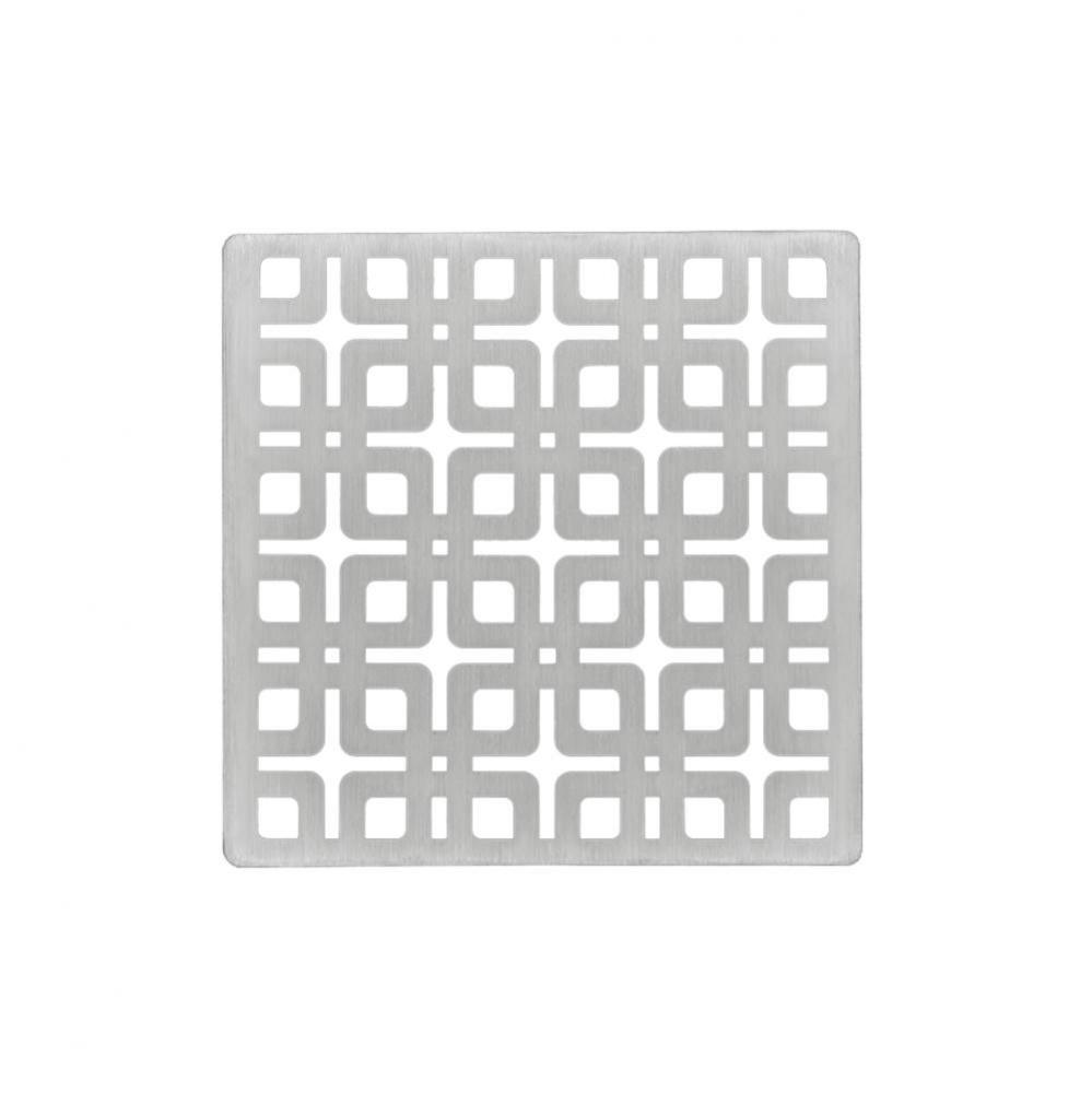 4'' x 4'' Link Pattern Decorative Plate for K 4, KD 4, KDB 4 in Satin Stainles