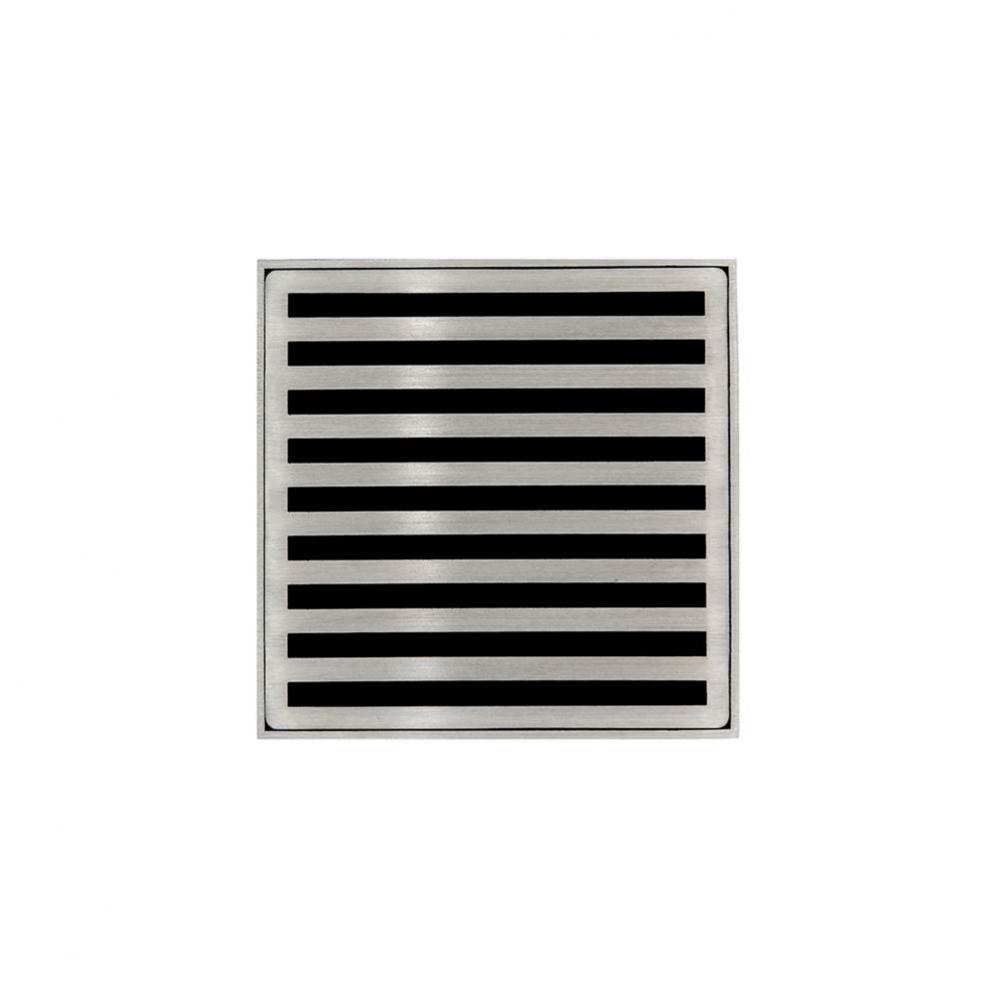 4'' x 4'' Strainer with Lines Pattern Decorative Plate and 2'' Throa