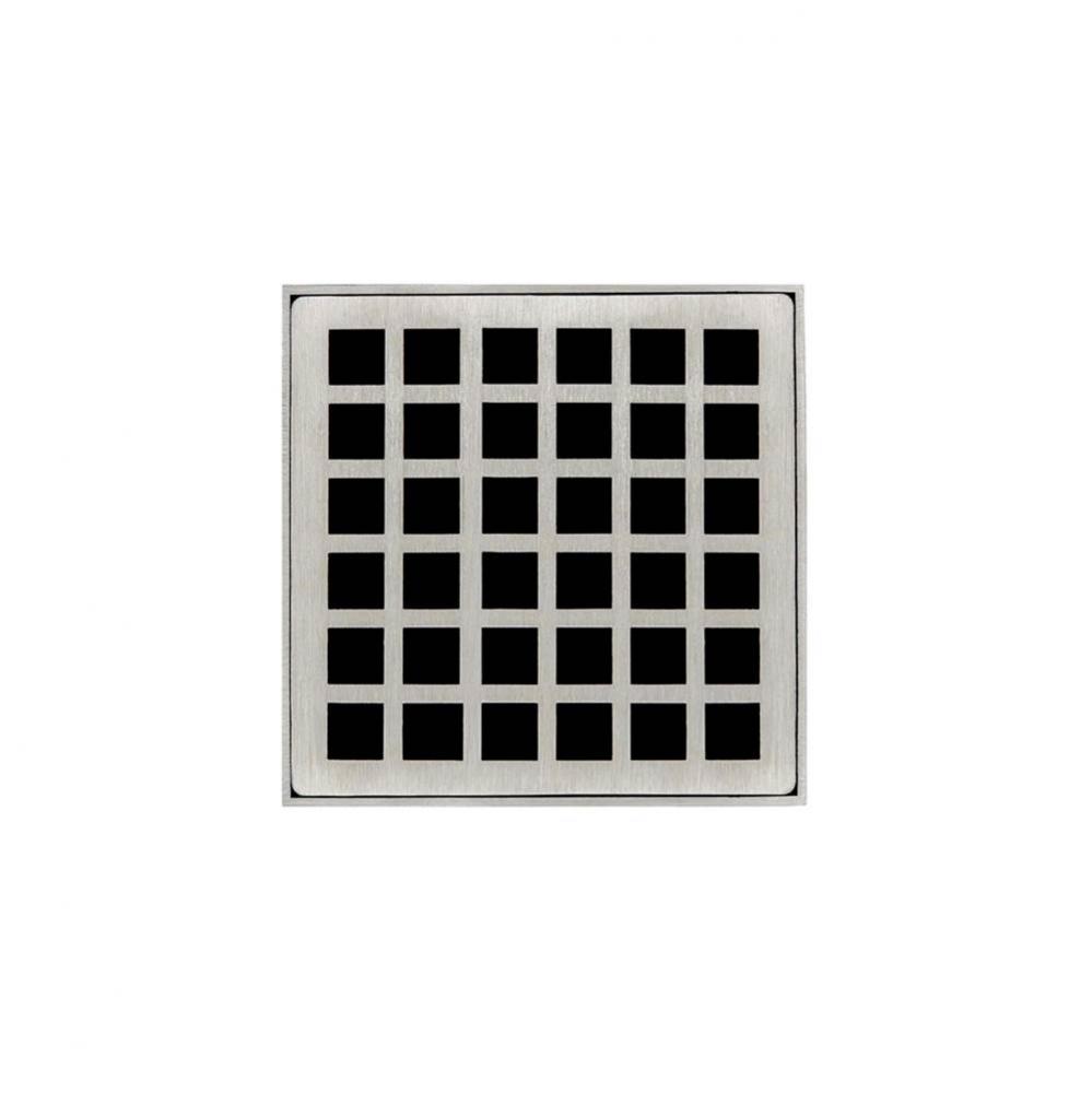 4'' x 4'' QD 4 Complete Kit with Squares Pattern Decorative Plate in Satin Sta
