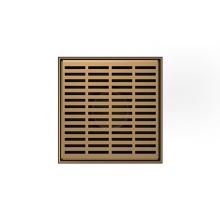 Infinity Drain LND5-2A SC - 5'' x 5'' LND 5 Slotted Pattern Complete Kit in Satin Champagne with ABS Drain