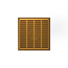 Infinity Drain LND5-2P PB - 5'' x 5'' LND 5 Slotted Pattern Complete Kit in Polished Brass with PVC Drain