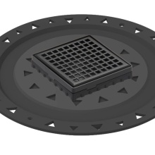 Infinity Drain LQD4 BA BK - 4'' x 4'' LQD 4 Squares Pattern Complete Kit in Matte Black with ABS Bonded Fl