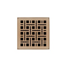 Infinity Drain VDB 4-S  SC - 4 in. x 4 in. VDB 4 Complete Kit with Weave Pattern Decorative Plate in Satin Champagne with Stain