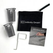 Infinity Drain HMK-38-2D - Hair Maintenance Kit. Includes maintenance guide, DKEY Lift-out key, and (2) HB 32 Hair Baskets.