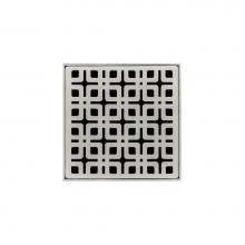Infinity Drain K 4 SS - 4'' x 4'' Strainer with Link Pattern Decorative Plate and 2'' Throat