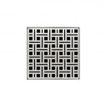Infinity Drain VDB 5-P SS - 5'' x 5'' VDB 5 Complete Kit with Weave Pattern Decorative Plate in Satin Stai