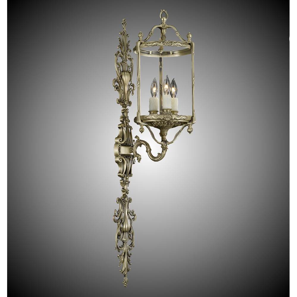 3 Light 8 inch Lantern Extended Wall Sconce with Clear Curved