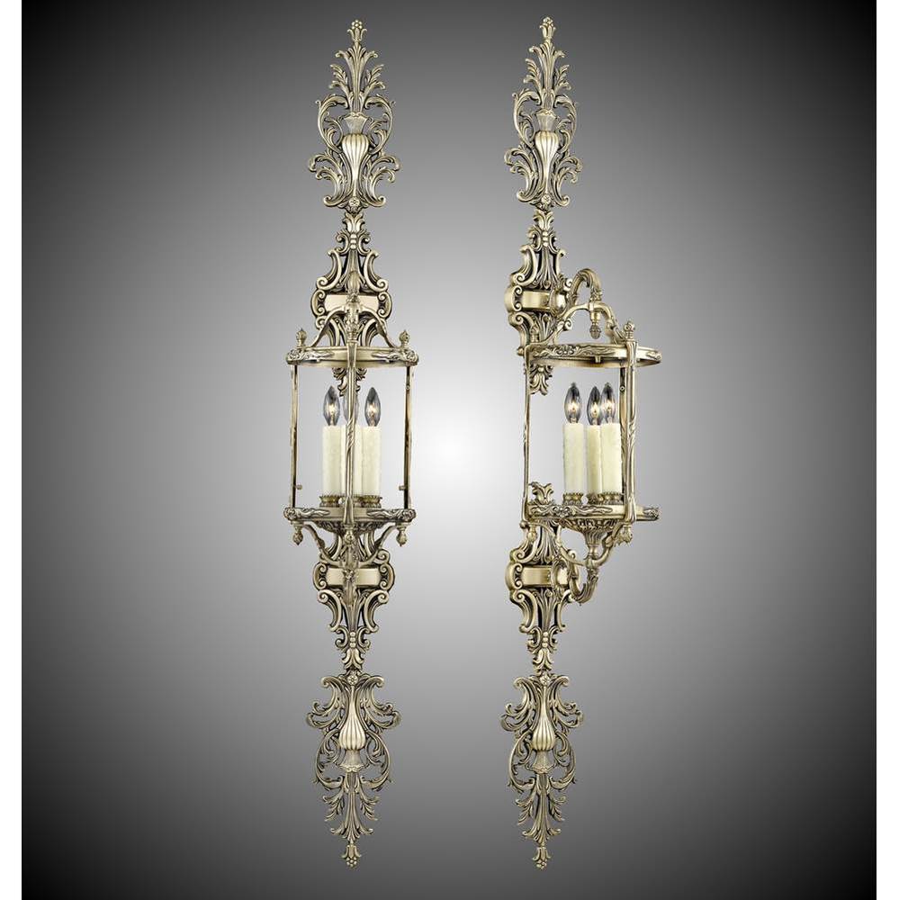 3 Light 8 inch Lantern Double Extended Wall Sconce with Clear Curved