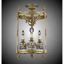 American Brass And Crystal LTFM2213-AS-08G-ST - 3 Light 13 inch Semi-Flush Lantern with Clear Curved glass and