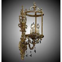 American Brass And Crystal WS2284-A-04G-ST - 3 Light 8 inch Lantern Wall Sconce with Clear Curved glass and