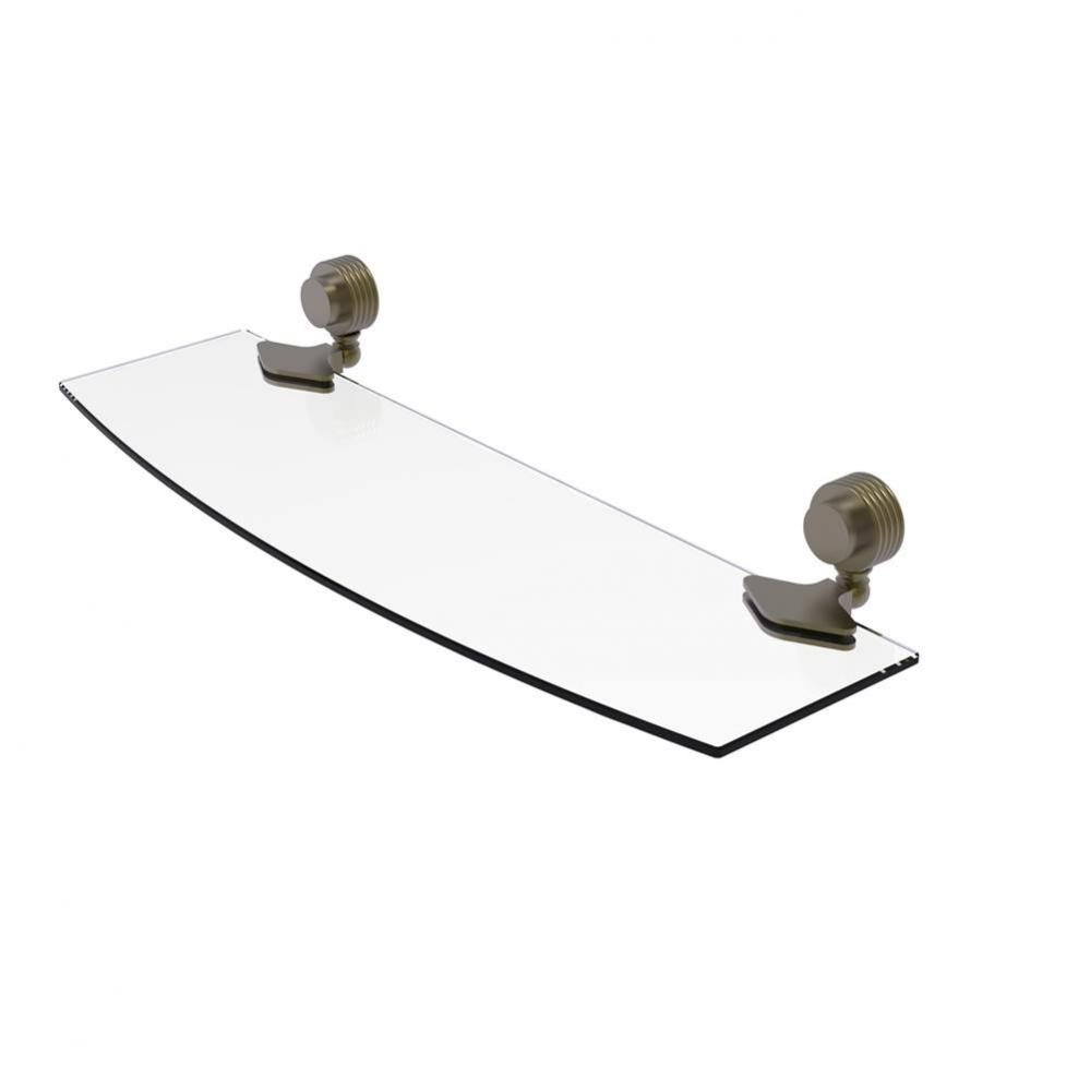 Venus Collection 18 Inch Glass Shelf with Groovy Accents