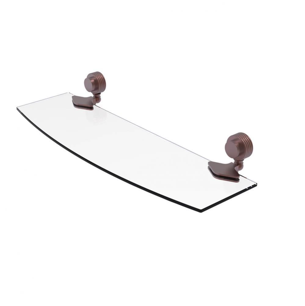 Venus Collection 18 Inch Glass Shelf with Groovy Accents