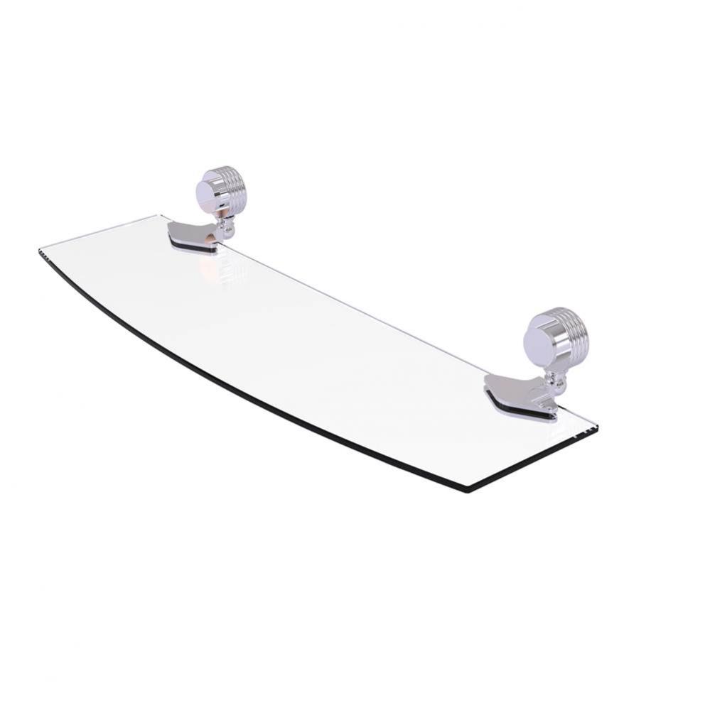 Venus Collection 18 Inch Glass Shelf with Groovy Accents