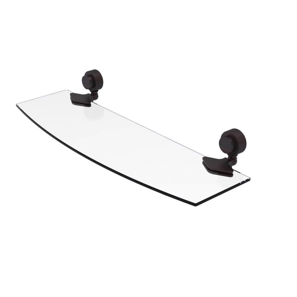 Venus Collection 18 Inch Glass Shelf with Groovy Accents