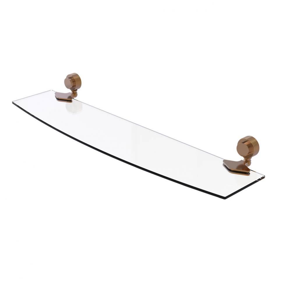Venus Collection 24 Inch Glass Shelf with Groovy Accents