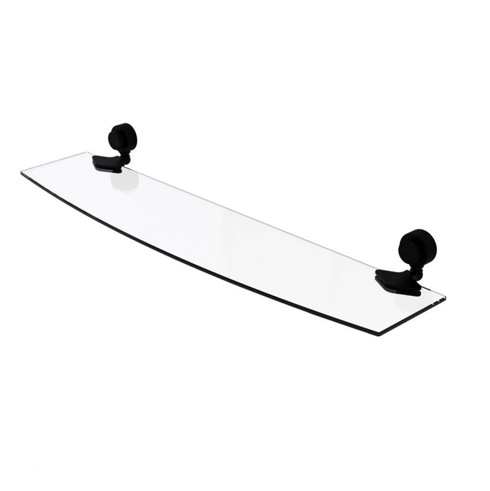 Venus Collection 24 Inch Glass Shelf with Groovy Accents
