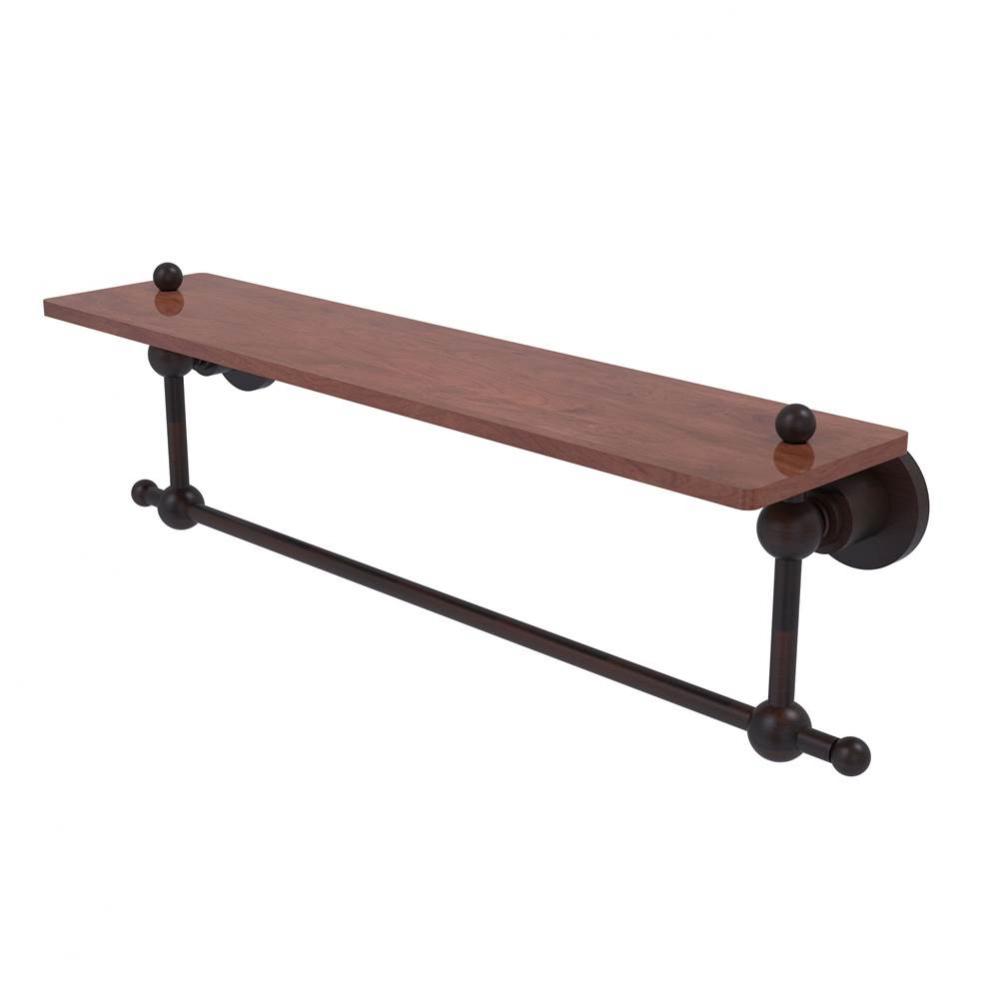 Astor Place Collection 22 Inch Solid IPE Ironwood Shelf with Integrated Towel Bar