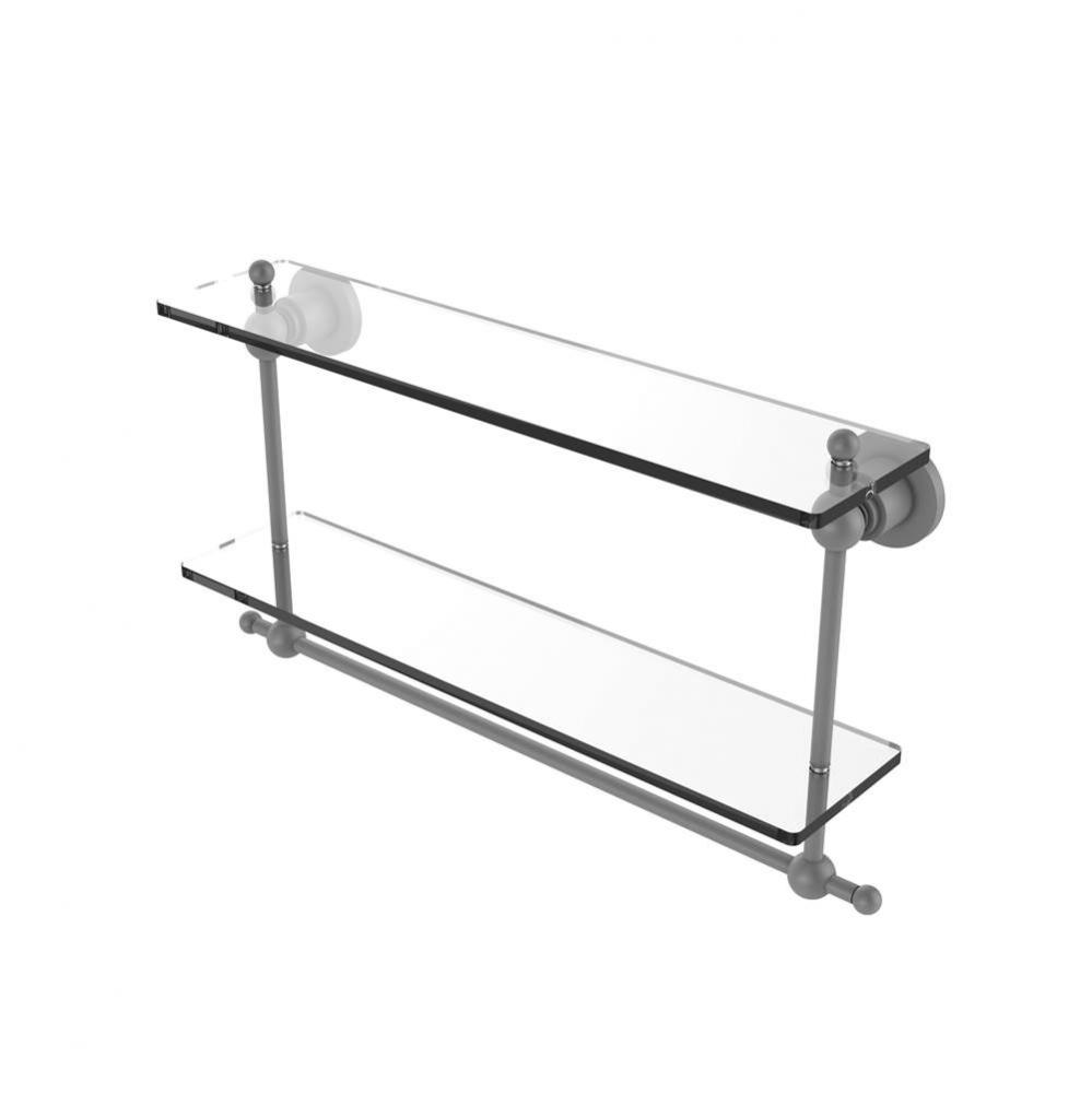 Astor Place Collection 22 Inch Two Tiered Glass Shelf with Integrated Towel Bar