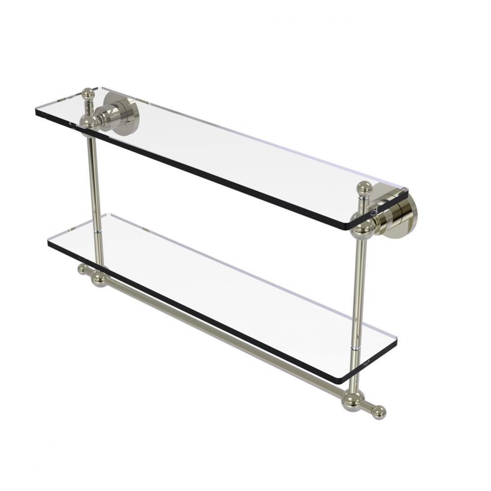 Astor Place Collection 22 Inch Two Tiered Glass Shelf with Integrated Towel Bar