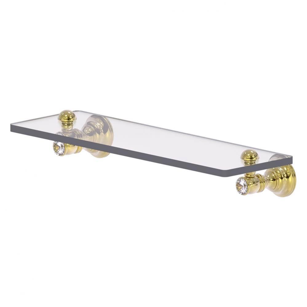 Carolina Crystal Collection 16 Inch Glass Shelf - Unlacquered Brass