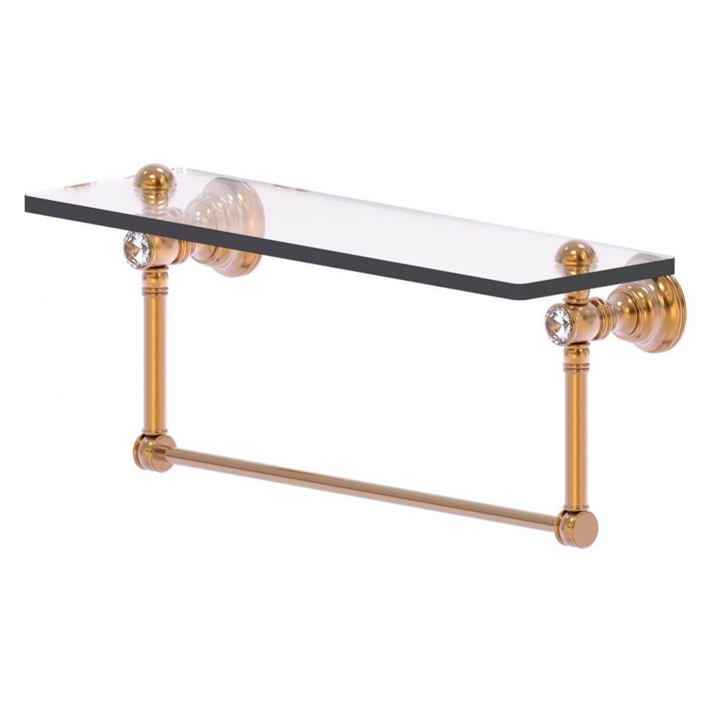 Carolina Crystal Collection 16 Inch Glass Shelf with Integrated Towel Bar - Brushed Bronze