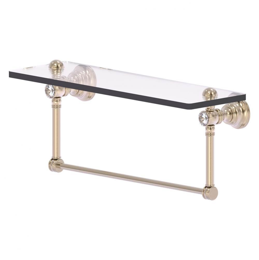 Carolina Crystal Collection 16 Inch Glass Shelf with Integrated Towel Bar - Antique Pewter