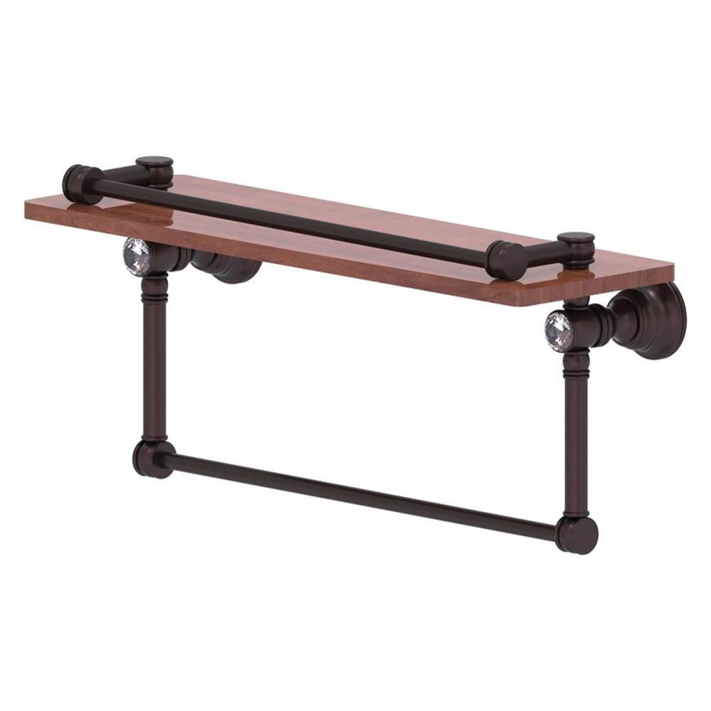 Carolina Crystal Collection 16 Inch Gallery Wood Shelf with Towel Bar - Antique Bronze