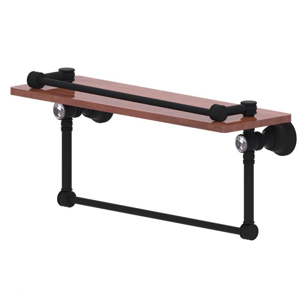 Carolina Crystal Collection 16 Inch Gallery Wood Shelf with Towel Bar - Matte Black
