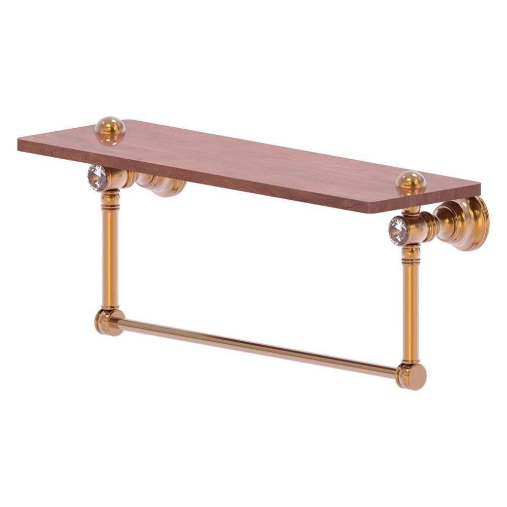 Carolina Crystal Collection 16 Inch Wood shelf with Integrated Towel Bar - Brushed Bronze